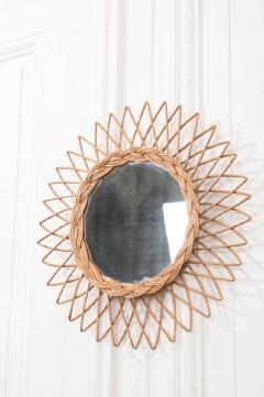 English Vintage Rattan Sunburst Mirror - 1258985