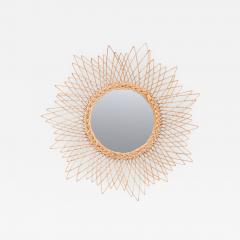 English Vintage Rattan Sunburst Mirror - 1261653