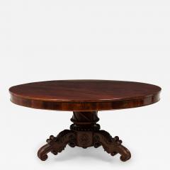 English William IV Circular Mahogany Veneer Center Dining Table - 4178334