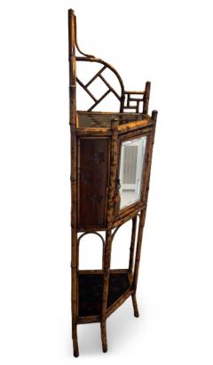 English bamboo corner cabinet with a front door and lacquered shelf - 4665507