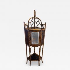 English bamboo corner cabinet with a front door and lacquered shelf - 4728957
