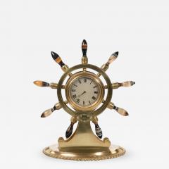 English gilt metal clock in the form of a ships wheel - 900237