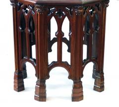 English neoc gothic style carved solid mahogany octagonal side drinks table - 2422592