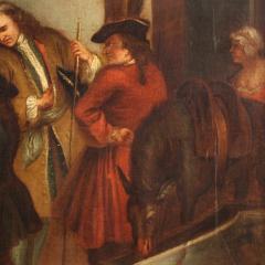 English painting oil on canvas genre scene from 18th century - 3991003