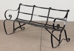 English regency style painted wrought iron strap work garden bench C 1930 - 3249004