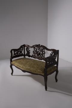 English settee in wood and fabric - 3808526