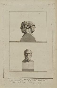 Engraving of Bust of Homer and Archilochus Italy circa 1800 - 3958119