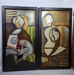 Enrico Baj 1970s Italian Mixed Media Panels Inspired by Picassos Marie Th r se Portraits - 4648332