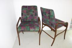 Enrico Ciuti Enrico Ciuti Dark Walnut Finish and Velvet Set of Six Dining Chairs - 447509