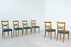 Enrico Ciuti Enrico Ciuti set of 6 elegant blond walnut chairs with open back - 2139939