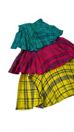 Enrico Coveri Enrico Coveri Boutique Tartan Puff Sleeve Three Piece Ensemble - 4096919