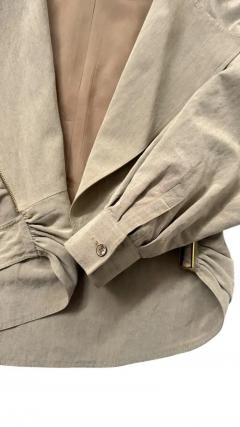 Enrico Coveri Enrico Coveri Paris Linen Silk Asymmetric Zip Jacket and Skirt Ensemble - 4096882