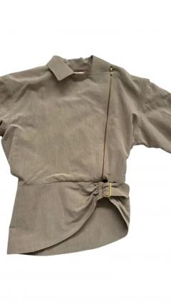 Enrico Coveri Enrico Coveri Paris Linen Silk Asymmetric Zip Jacket and Skirt Ensemble - 4096918