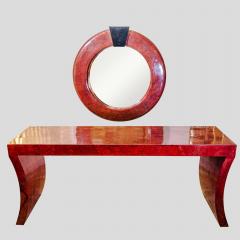 Enrique Garcel 1970s Red Lacquer Crackleware Console Table By Enrique Garcel - 3575457