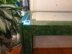Enrique Garcel Green Lacquer and Brass Console Table - 4011170