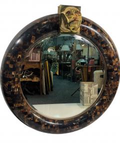Enrique Garcel MAGNIFICIENT ROUND TESSELATED HORN MIRROR SCULPTURAL BRASS COPPER LION HEAD - 4738756