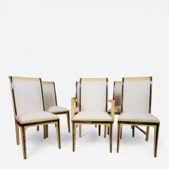 Enrique Garcel Six Enrique Garcel Parchment Clad Dining Chairs Charcoal Lined Columbia 1970s - 2474296