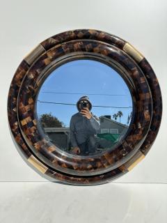 Enrique Garcel Tessellated Horn Round Bullnose Mirror - 3061567