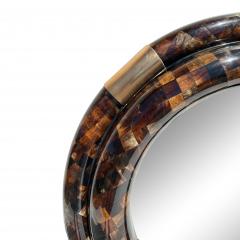 Enrique Garcel Tessellated Horn Round Bullnose Mirror - 3061569