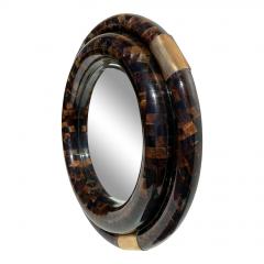 Enrique Garcel Tessellated Horn Round Bullnose Mirror - 3061571