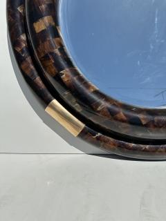 Enrique Garcel Tessellated Horn Round Bullnose Mirror - 3061574
