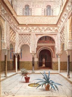 Enrique Roldan In the Courtyard the Alcazar of Seville - 1074385