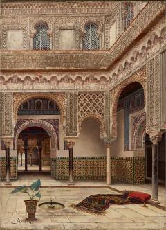 Enrique Roldan Orientalist Oil Painting of the Alc zar of Seville by Enrique Rold n - 4622281