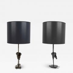 Enzo Missoni Pair of bronze artistic lamps signed - 2113745