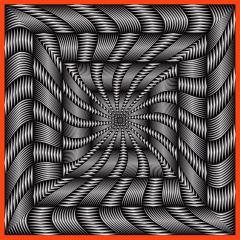 Enzo Ragazzini Untitled Black and White Op Art Print with Red Frame - 3824542