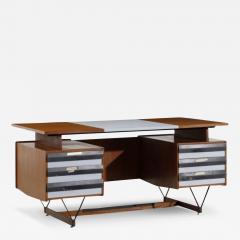 Enzo Strada 1960s Enzo Strada 65 teak and metal desk Italy - 3468742