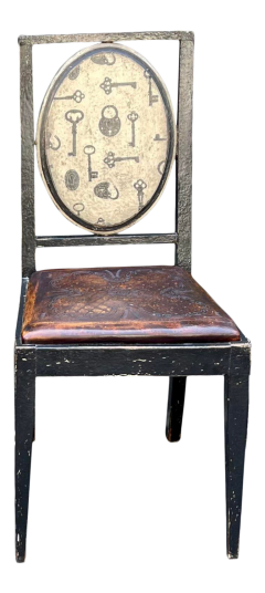Equator Furniture Company Rustic Tooled Leather Painted Chair - 2916183