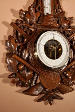 Equestrian Hunting Interest Black Forest Very Fine Carved Aneroid Barometer - 3328228