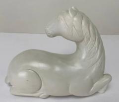 Equestrian White Horse Statue Clay Sculpture - 3615400
