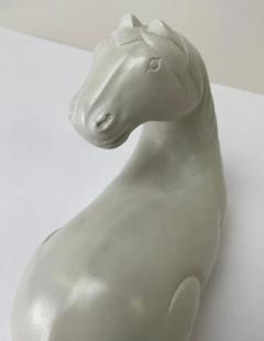 Equestrian White Horse Statue Clay Sculpture - 3615401