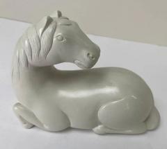 Equestrian White Horse Statue Clay Sculpture - 3615403