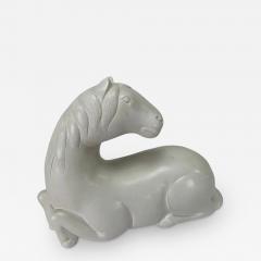 Equestrian White Horse Statue Clay Sculpture - 3616287