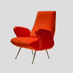 Erberto Carboni 1960s Orange Velvet armchair att Erberto Carboni - 3888257