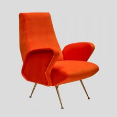 Erberto Carboni 1960s Orange Velvet armchair att Erberto Carboni - 3888263