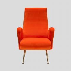 Erberto Carboni 1960s Orange Velvet armchair att Erberto Carboni - 3888264