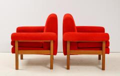 Erberto Carboni Pair of Oak Upholstered Armchairs by Erberto Carboni - 1812928