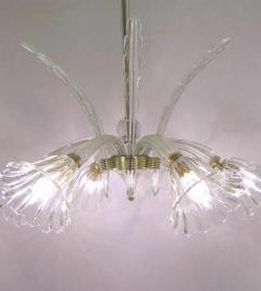 Ercole Barovier 1930s Ercole Barovier Six Light Crystal Clear Murano Glass Chandelier - 500650