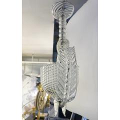 Ercole Barovier 1940 Barovier Italian Art Deco Crystal Clear Murano Glass Basket Chandelier - 927260