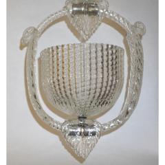 Ercole Barovier 1940 Barovier Italian Art Deco Crystal Clear Murano Glass Basket Chandelier - 927263