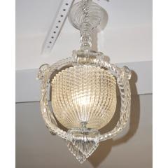Ercole Barovier 1940 Barovier Italian Art Deco Crystal Clear Murano Glass Basket Chandelier - 927265