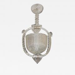 Ercole Barovier 1940 Barovier Italian Art Deco Crystal Clear Murano Glass Basket Chandelier - 928286