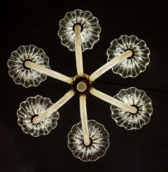 Ercole Barovier Art Deco Brass Mounted Murano Glass Chandelier by Ercole Barovier 1940 - 1445362
