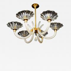 Ercole Barovier Art Deco Brass Mounted Murano Glass Chandelier by Ercole Barovier 1940 - 1447194