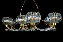 Ercole Barovier Art Deco Brass Mounted Murano Glass Chandelier by Ercole Barovier 1940 - 1445813