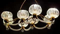 Ercole Barovier Art Deco Brass Mounted Murano Glass Chandelier by Ercole Barovier 1940 - 1445814