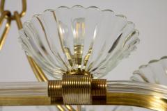 Ercole Barovier Art Deco Oval Shape Brass and Murano Glass Chandelier by Ercole Barovier 1940 - 3527054